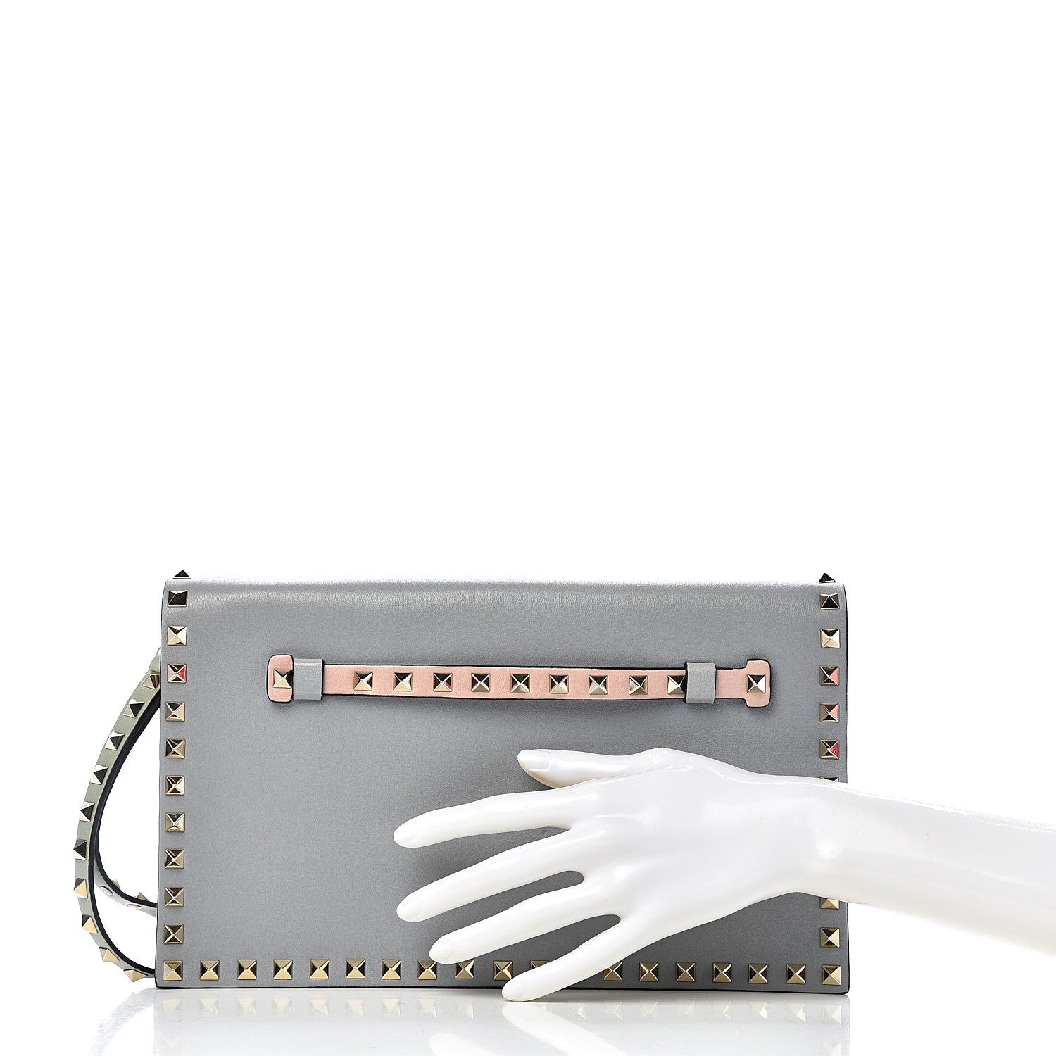 Valentino Garavani Nappa Watercolor Rockstud Wristlet Clutch Rose Green Yellow Sky 2 of 8