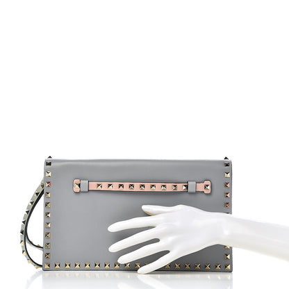 Valentino Garavani Nappa Watercolor Rockstud Wristlet Clutch Rose Green Yellow Sky 2 of 8