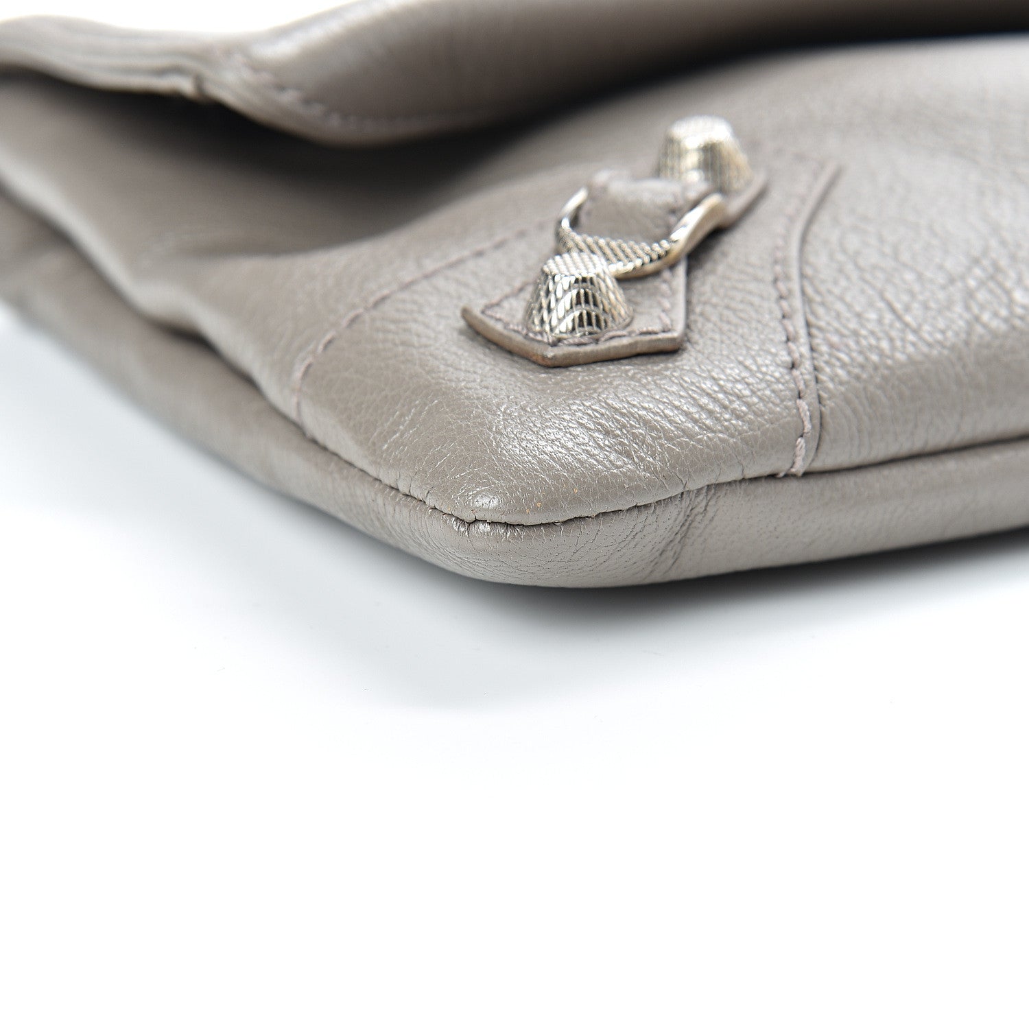 Balenciaga Agneau Giant 12 Silver Hardware Envelope Clutch Gris Poivre 8 of 9