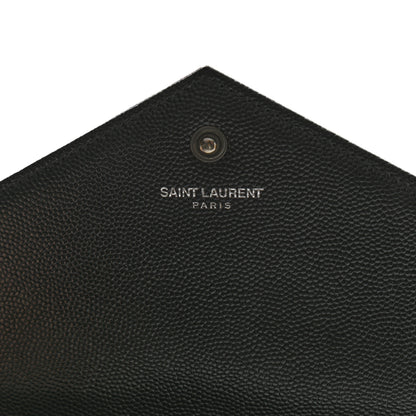 Saint Laurent Grain De Poudre Matelasse Chevron Monogram Chain Wallet Black 6 of 11
