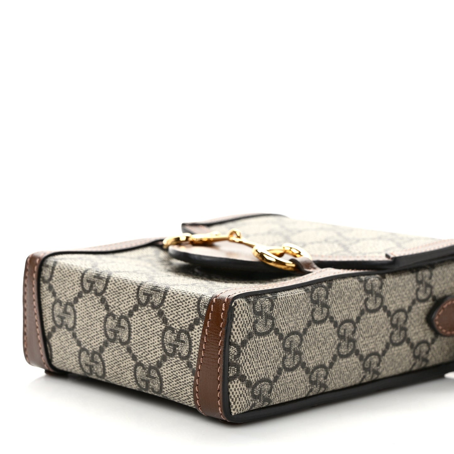 GG Supreme Monogram Mini Horsebit 1955 Crossbody Bag Beige Brown Sugar