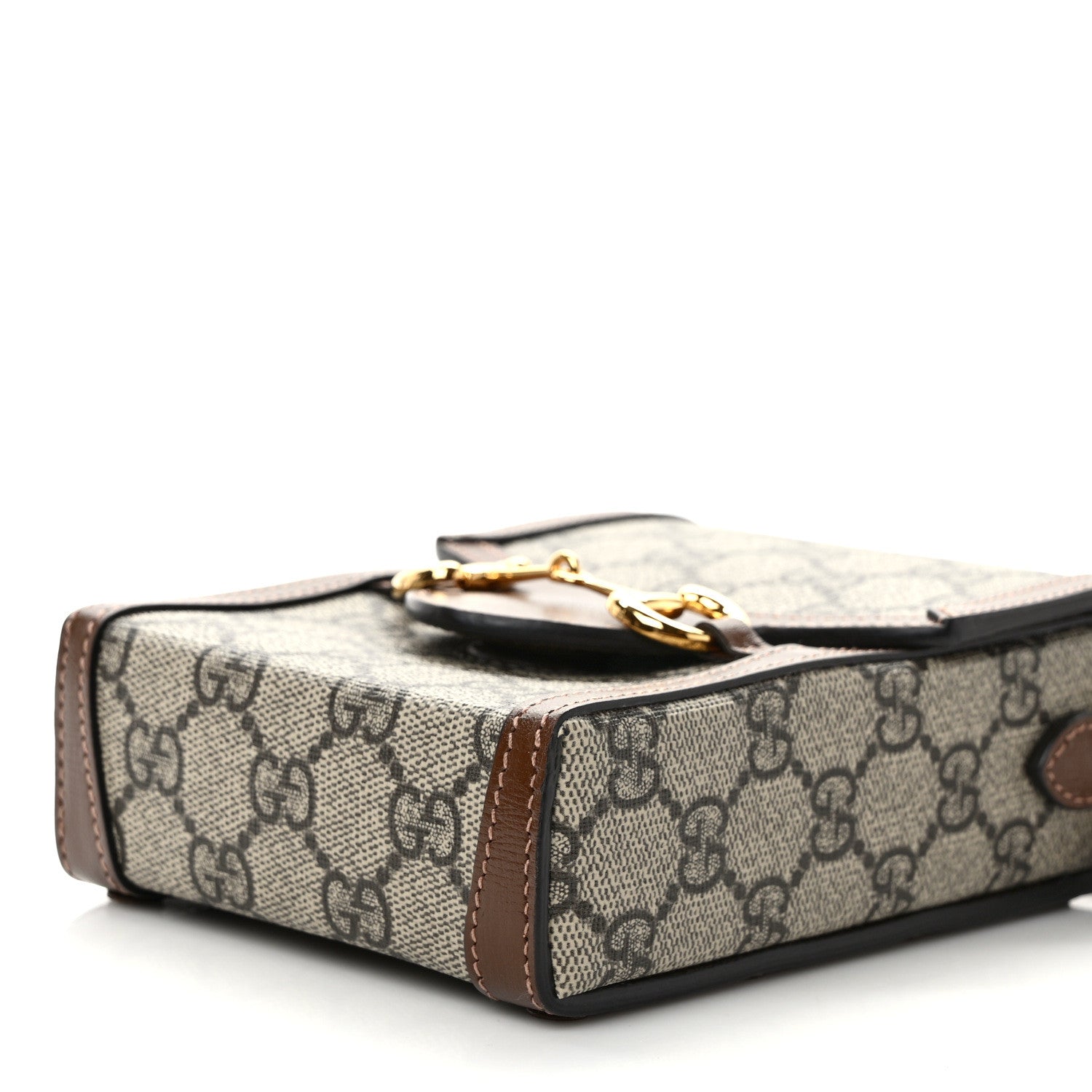Gucci GG Supreme Monogram Mini Horsebit 1955 Crossbody Bag Beige Brown Sugar 9 of 10