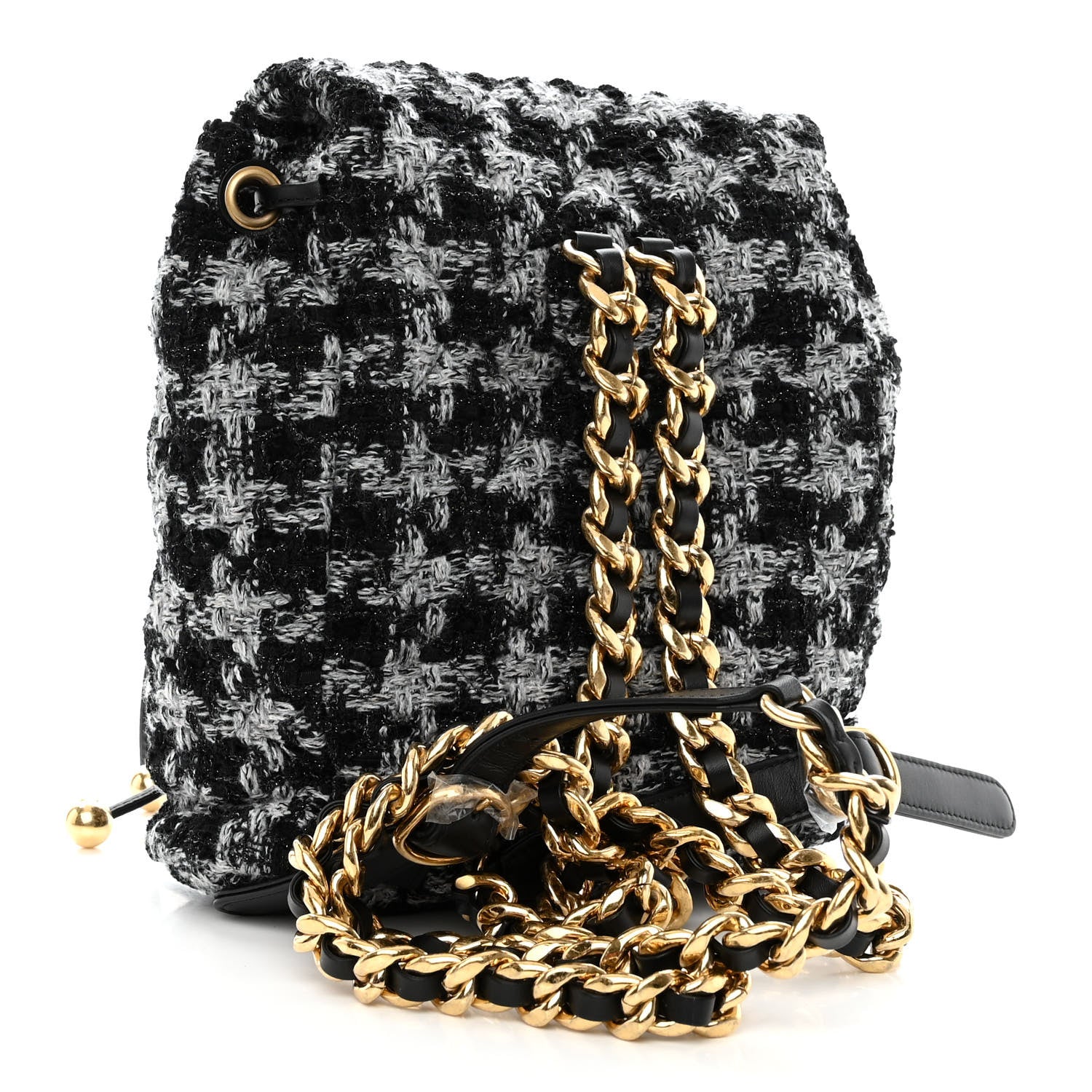 Chanel Wool Tweed Elegant Backpack Black Grey 3 of 9