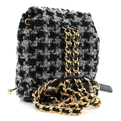 Chanel Wool Tweed Elegant Backpack Black Grey 3 of 9