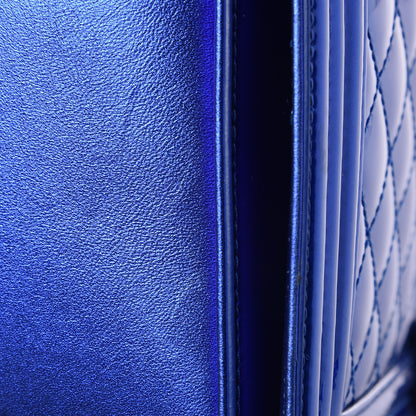 Chanel Metallic Patent Quilted Large Boy Flap Blue 8 of 10