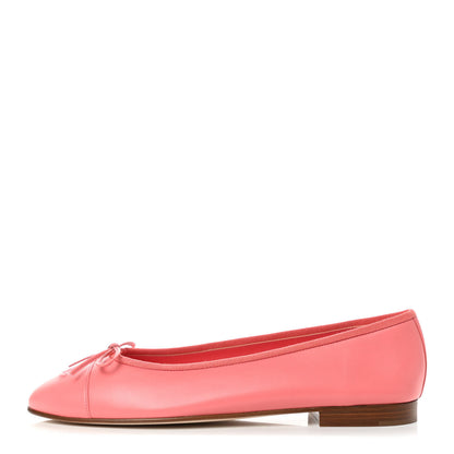 Chanel Goatskin Cap Toe CC Ballerina Flats 41 Pink 1 of 8