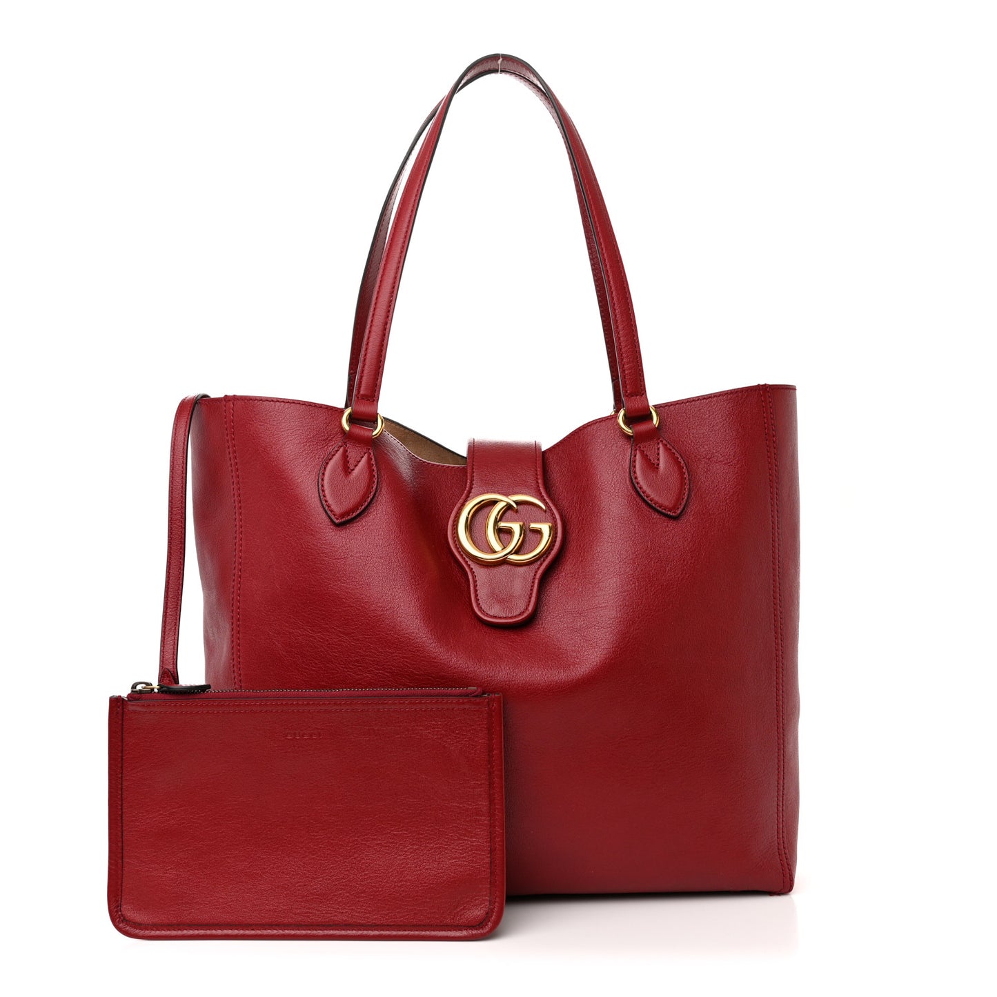 New Sakai Calfskin Lux Medium Dahlia Tote New Cherry Red