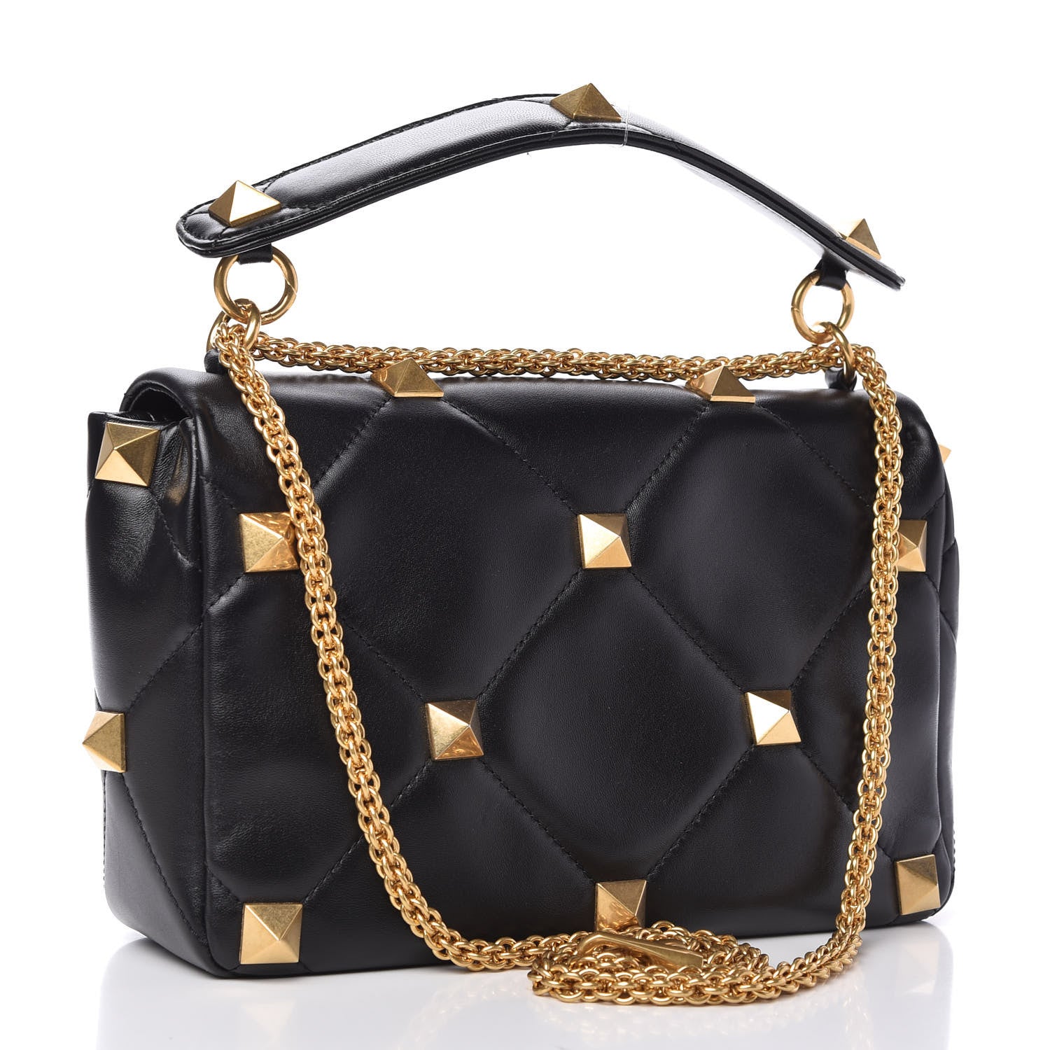 Valentino Garavani Nappa Large Roman Stud Shoulder Bag Black 3 of 9