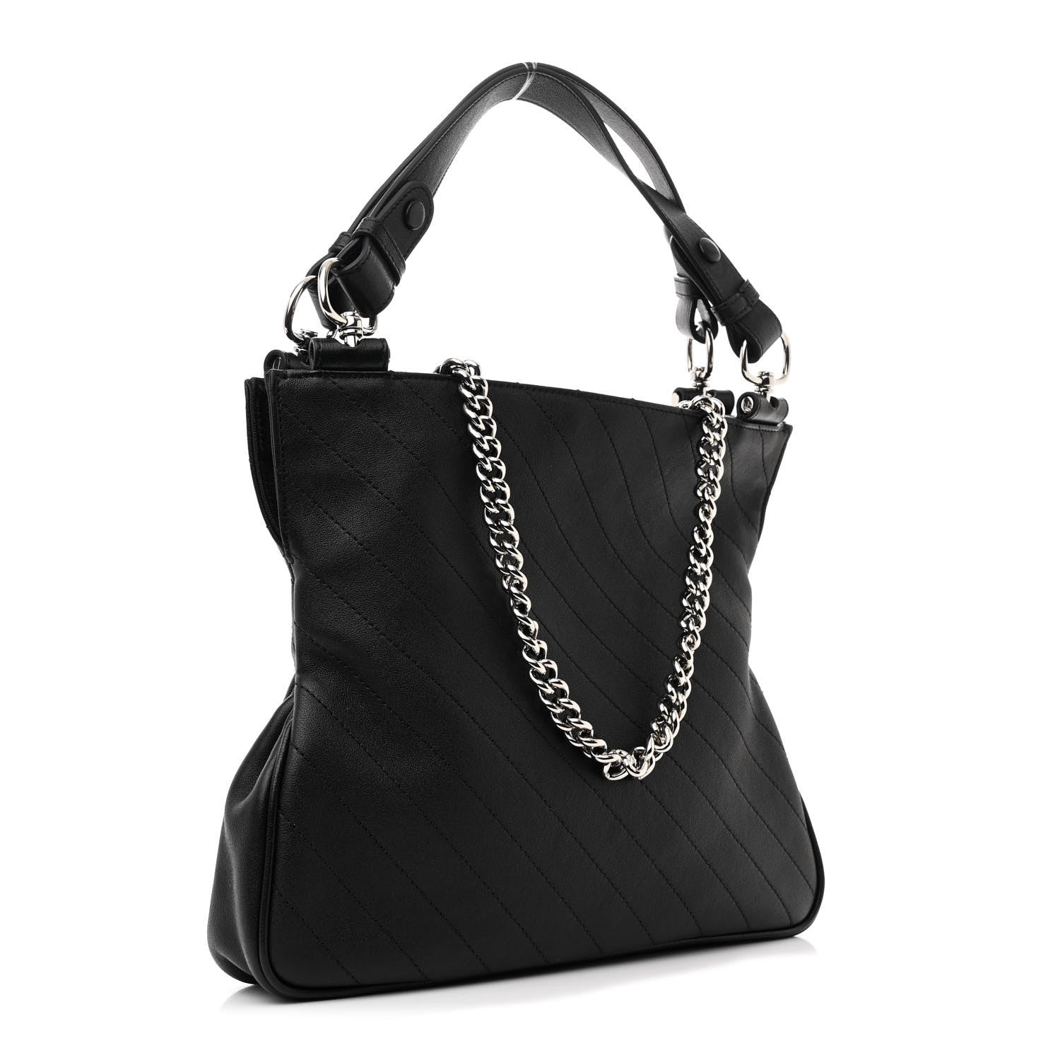 Gucci Sakai Be Green Calfskin Diagonal Stitched Small Blondie Tote Black 3 of 10