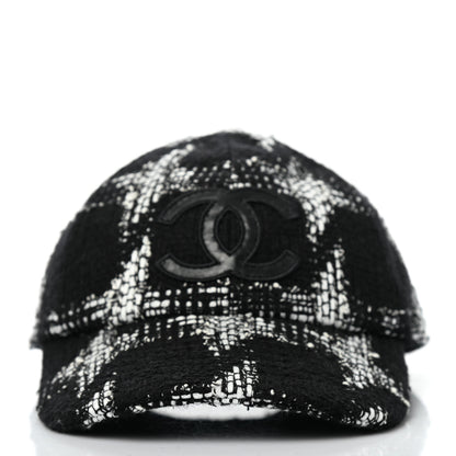 Chanel Tweed Cap Hat M Black White 3 of 8