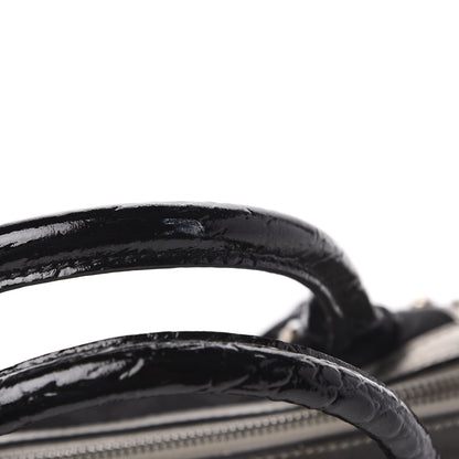 Versace Saffiano Crocodile Embossed Calfskin Nylon Madonna Satchel Black Silver 9 of 11