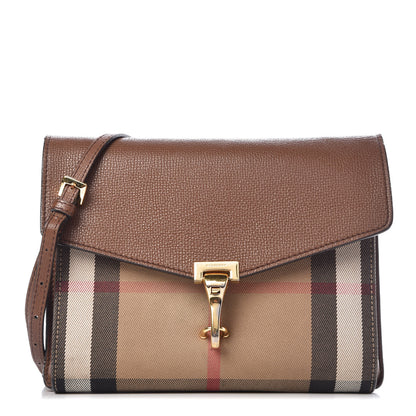 Burberry Derby Calfskin House Check Small Macken Crossbody Bag Tan 1 of 16