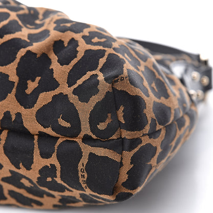 Fendi Jacquard Leopard Print Chef Hobo Tobacco 9 of 14