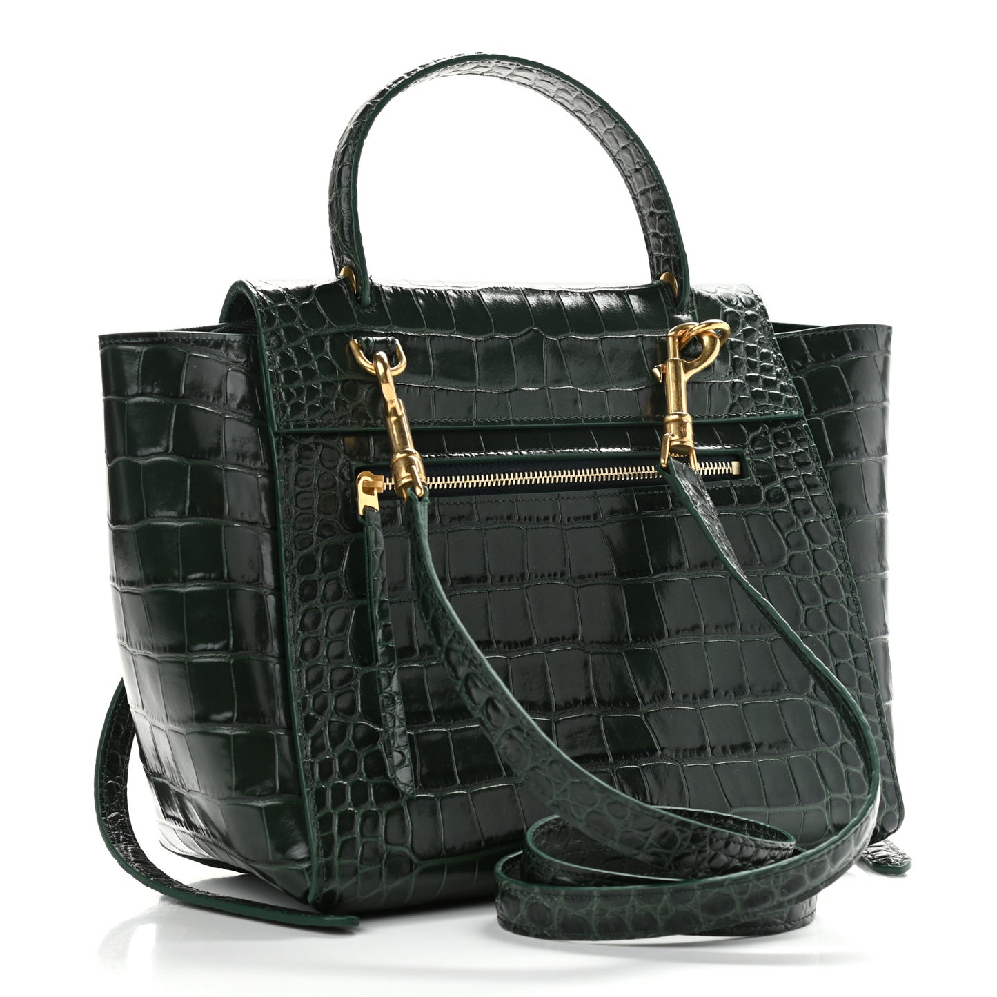 Calfskin Crocodile Embossed Micro Belt Bag Amazone