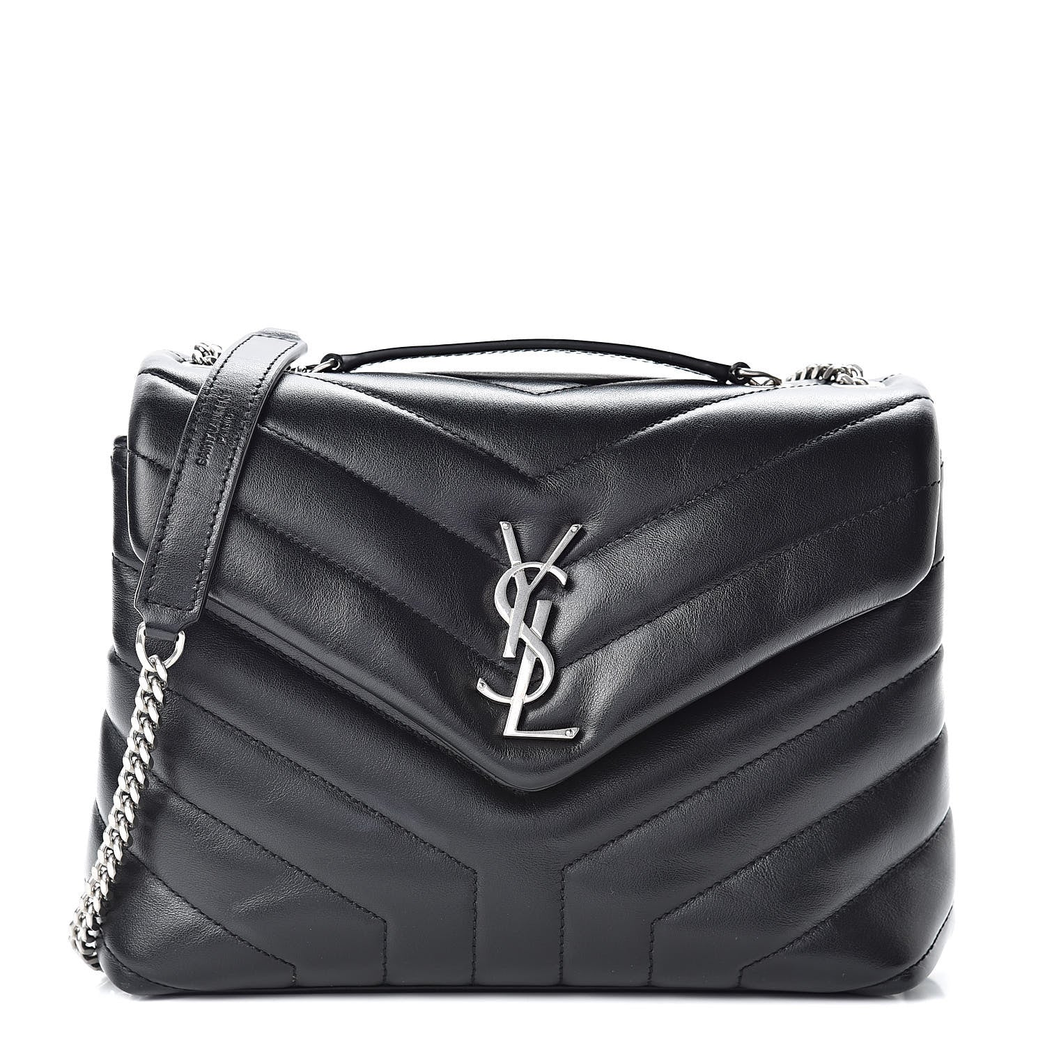 Saint Laurent Calfskin Y Quilted Monogram Small Loulou Chain Satchel Black 1 of 11