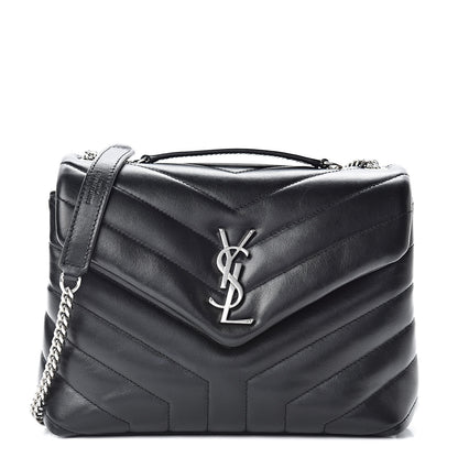 Saint Laurent Calfskin Y Quilted Monogram Small Loulou Chain Satchel Black 1 of 11