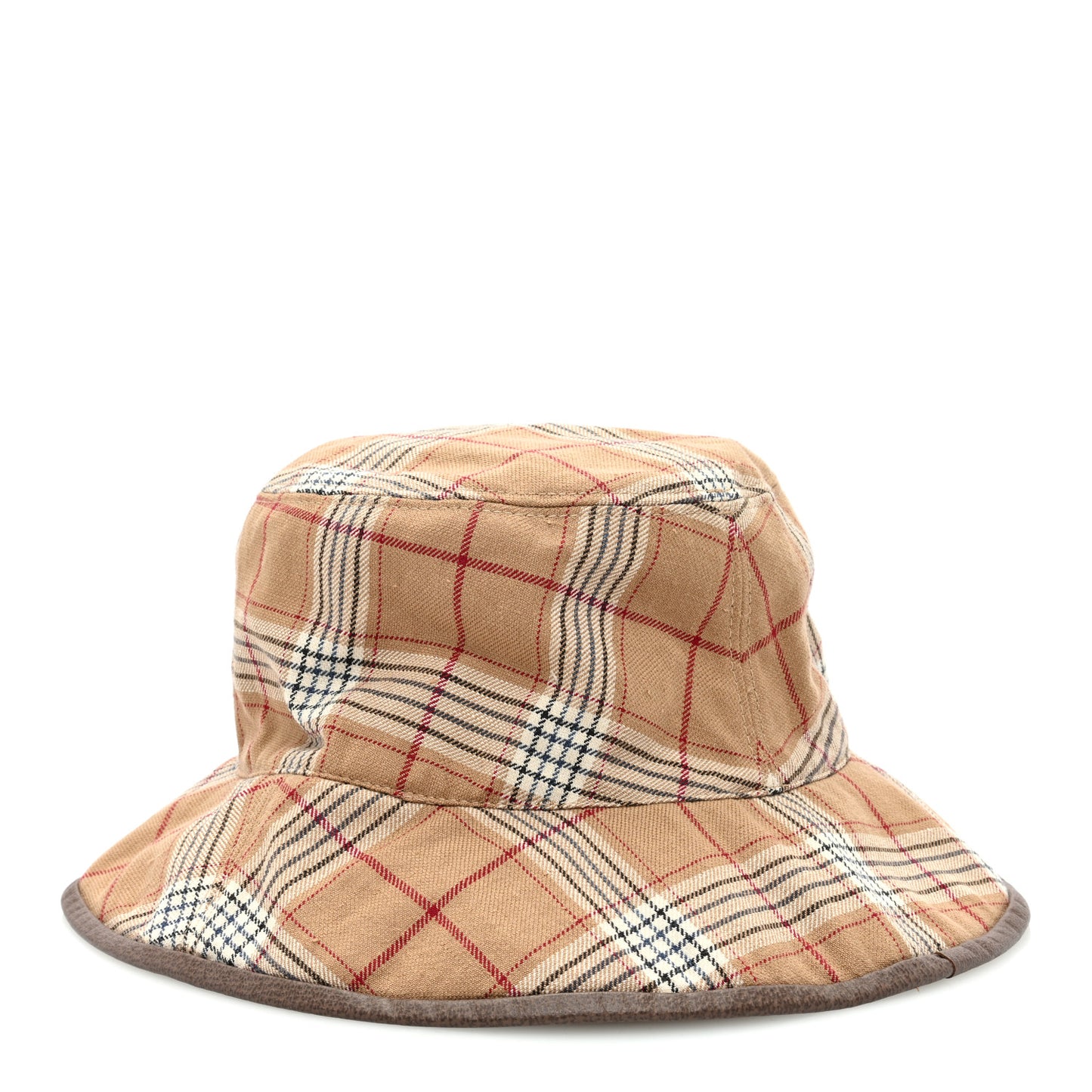 Monogram Plaid Bob Double Back Reversible Bucket Hat M Beige