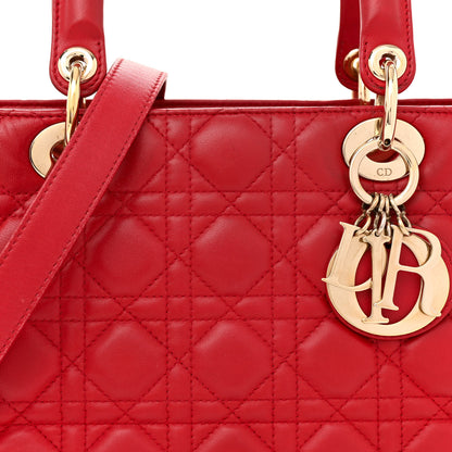 Christian Dior Lambskin Cannage Medium Lady Dior Red 8 of 16