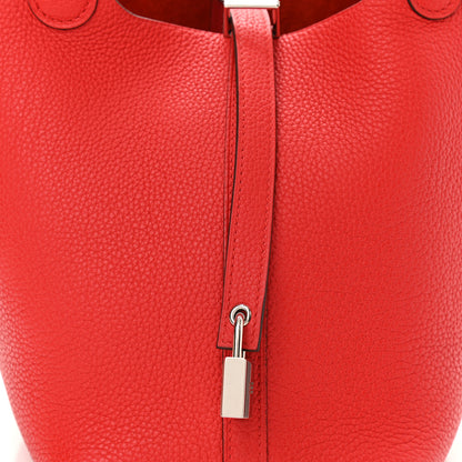Hermes Taurillon Clemence Picotin Lock 18 PM Rouge De Coeur 7 of 9