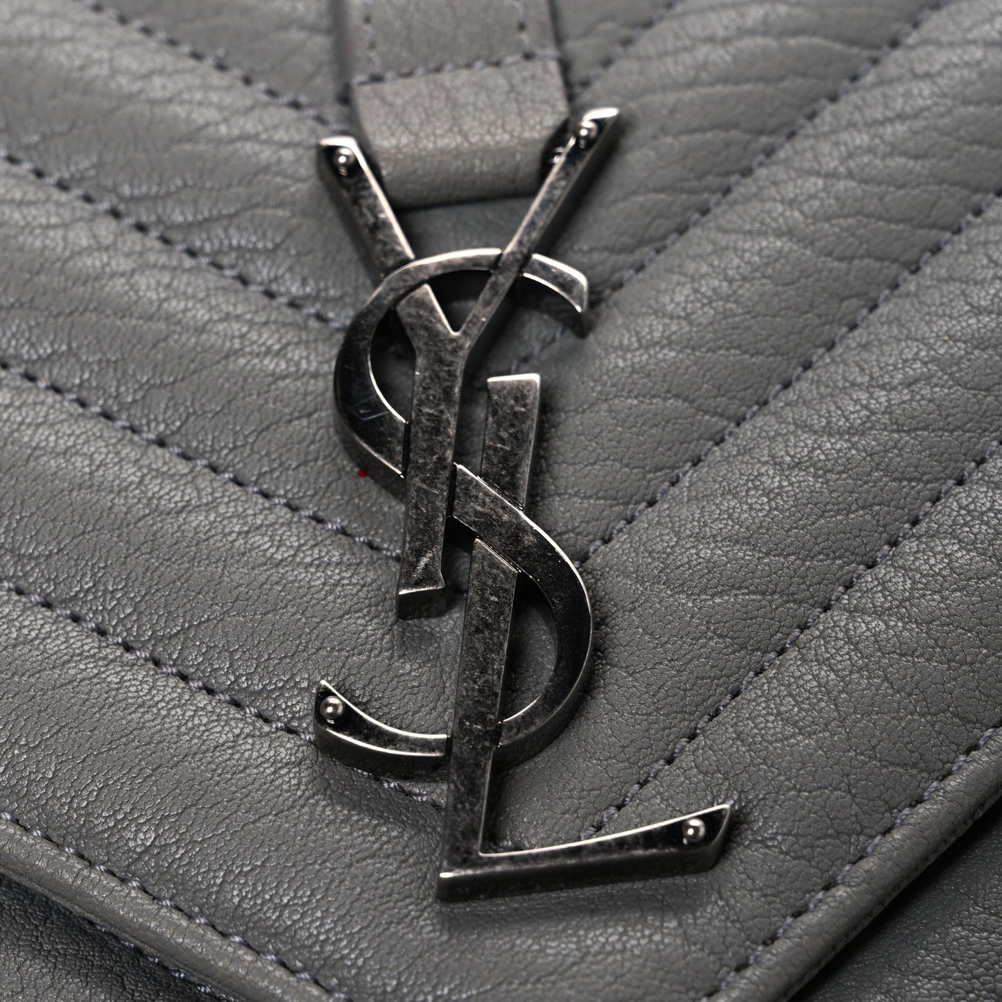 Sheepskin Matelasse Chevron Monogram Medium College Bag New Stone Grey