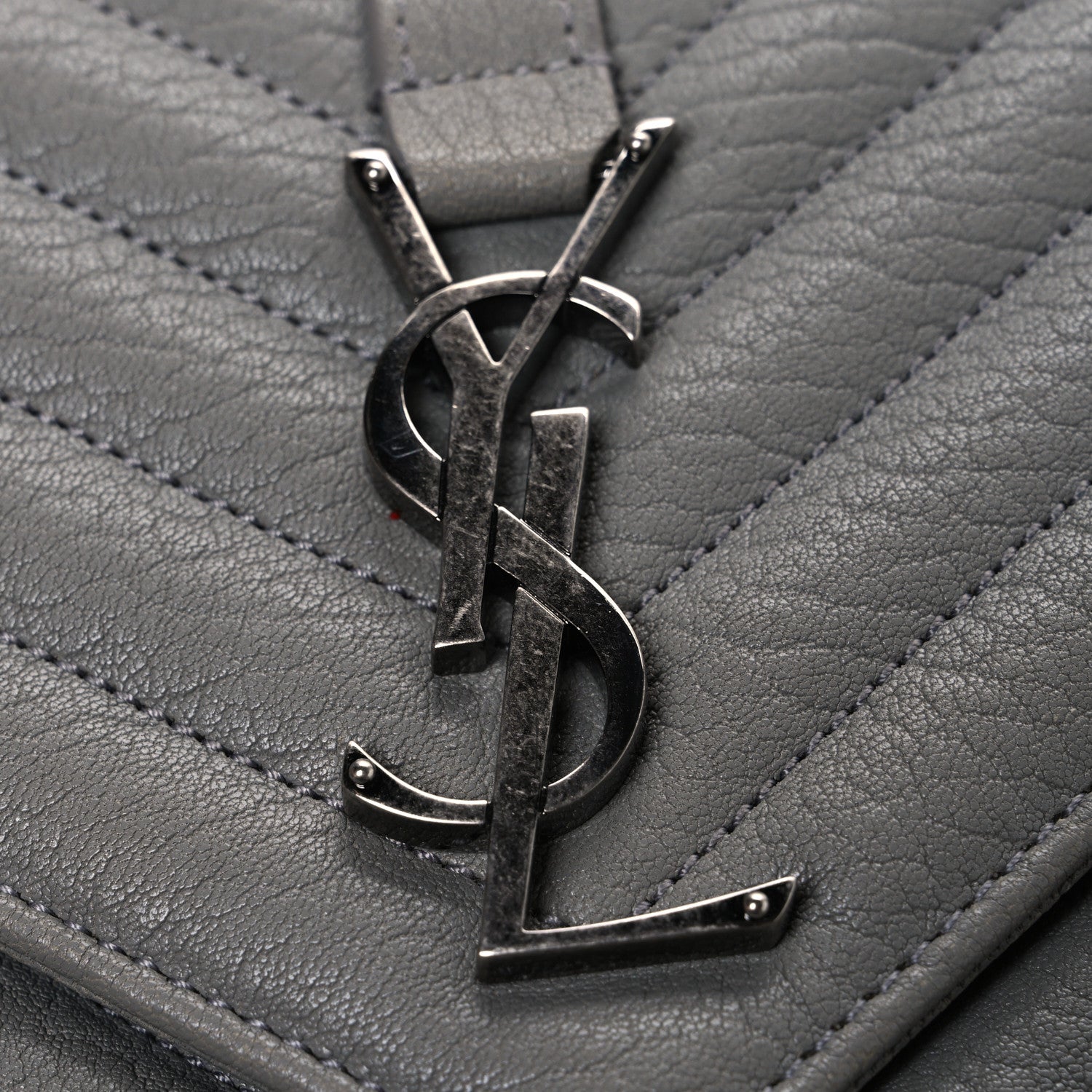 Saint Laurent Sheepskin Matelasse Chevron Monogram Medium College Bag New Stone Grey 11 of 11
