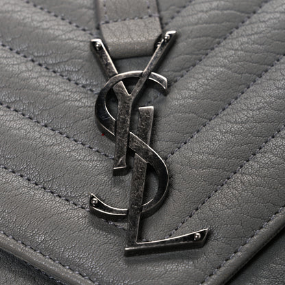 Saint Laurent Sheepskin Matelasse Chevron Monogram Medium College Bag New Stone Grey 11 of 11