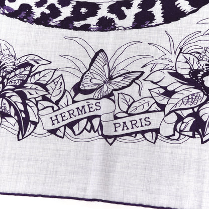 Hermes Cashmere Silk Jungle Love Tattoo Shawl 140 Gris Chine Iris 2 of 5