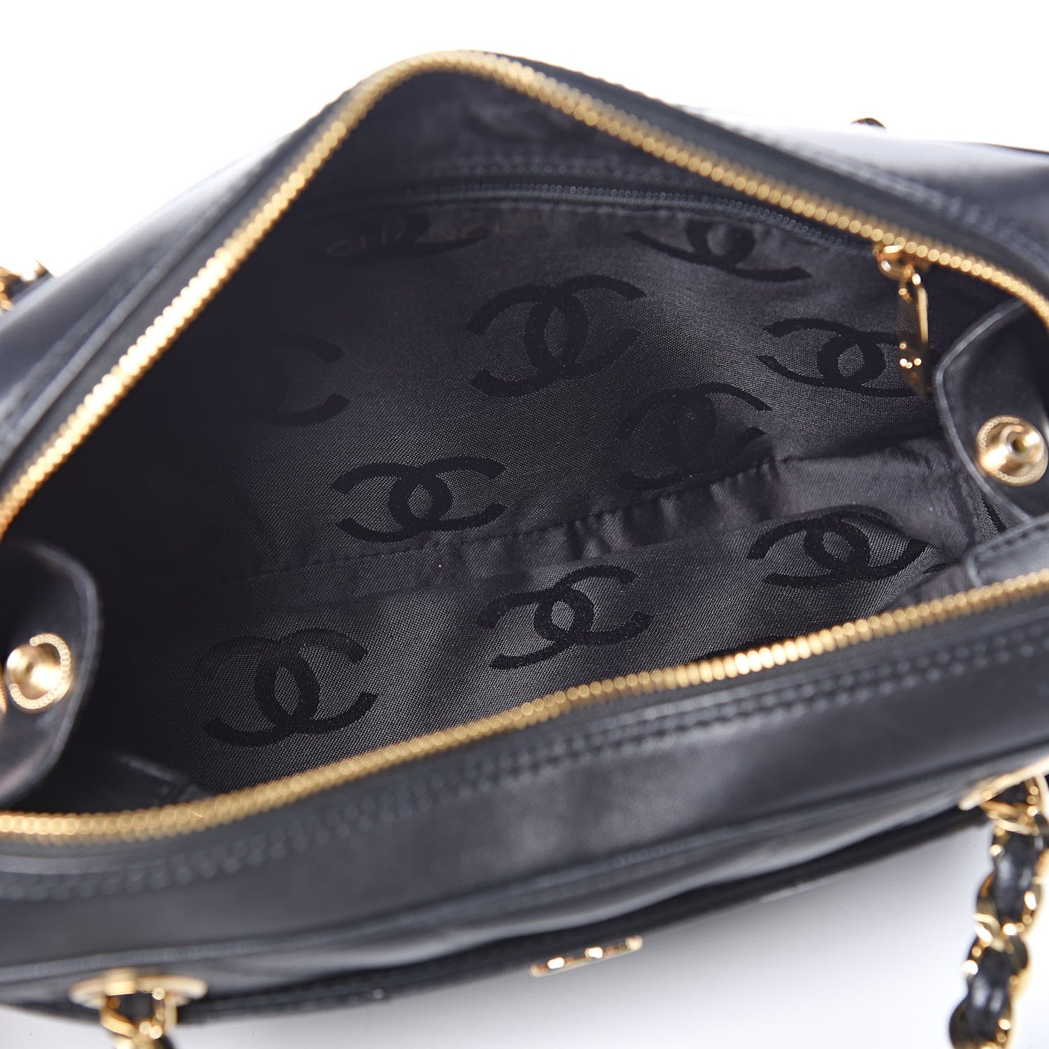 Chanel Lambskin Chevron Quilted Camera Case Black 5 of 11