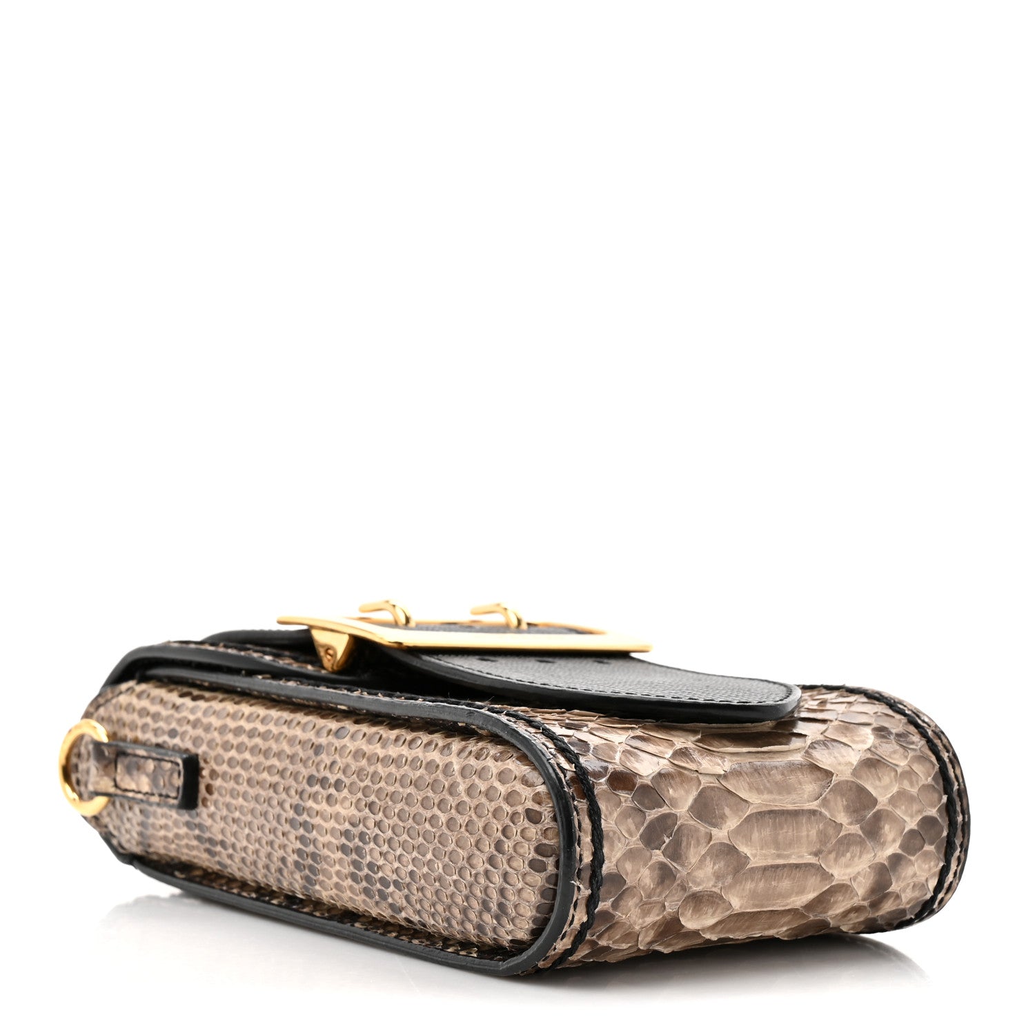 Burberry Snakeskin Grainy Calfskin Oblong Belt Bag Black 4 of 10