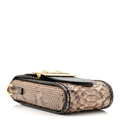 Burberry Snakeskin Grainy Calfskin Oblong Belt Bag Black 4 of 10