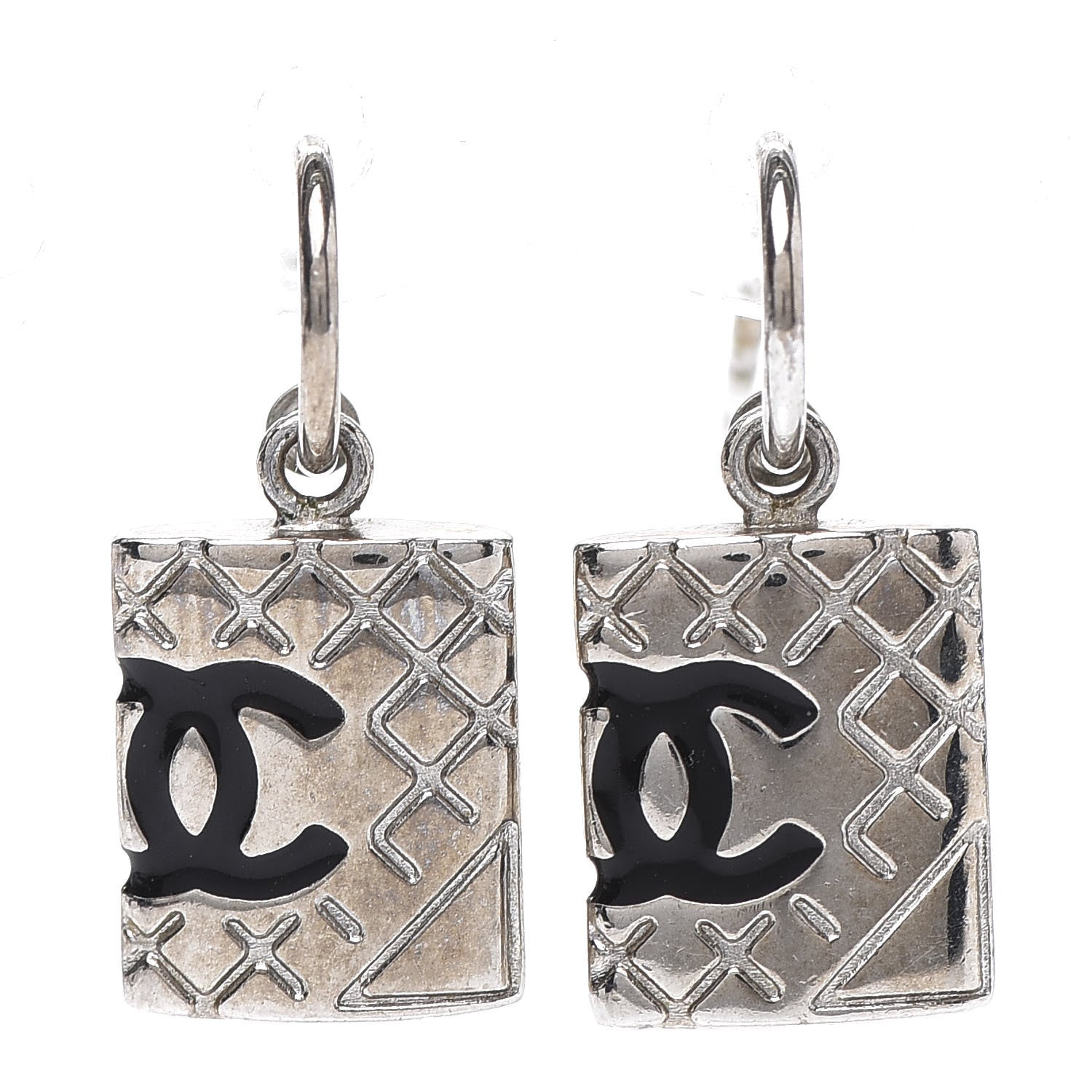 Chanel CC Cambon Drop Earrings Silver 1 of 5