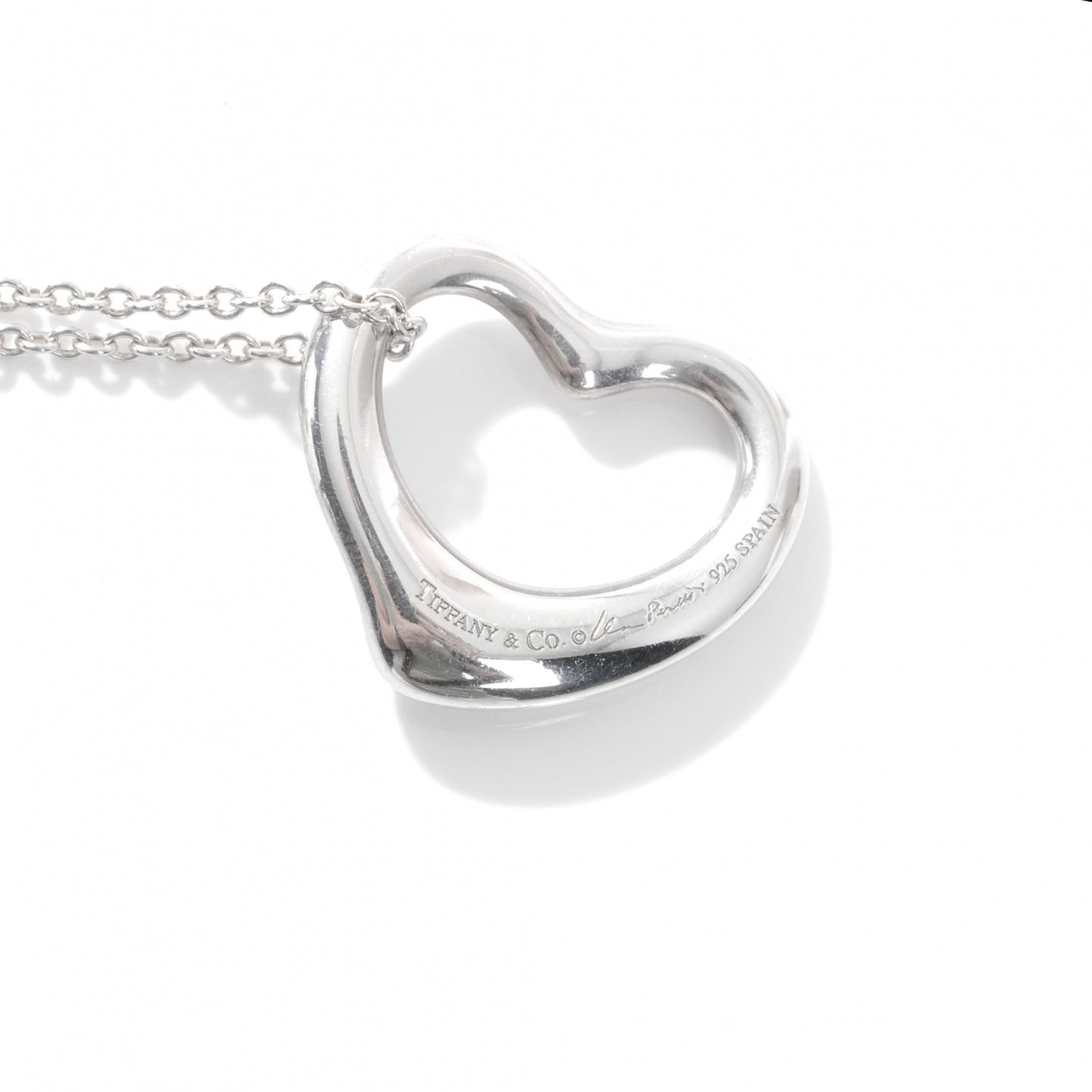 Sterling Silver 22mm Elsa Peretti Open Heart Pendant Necklace