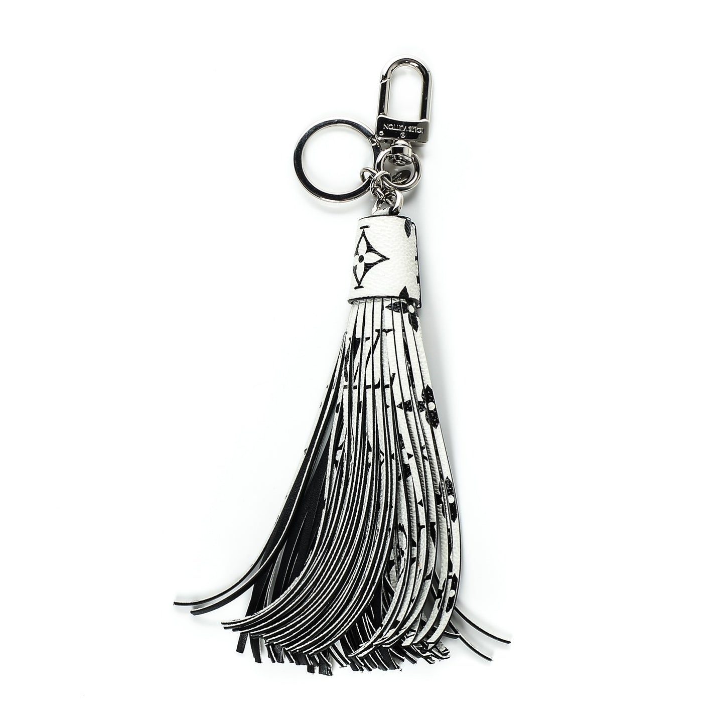 Monogram Tassel Bag Charm White
