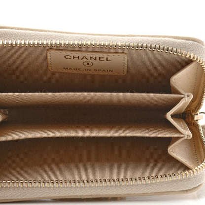 Chanel Goatskin Quilted Chanel 19 Zip Around Coin Purse Wallet Beige 5 of 7