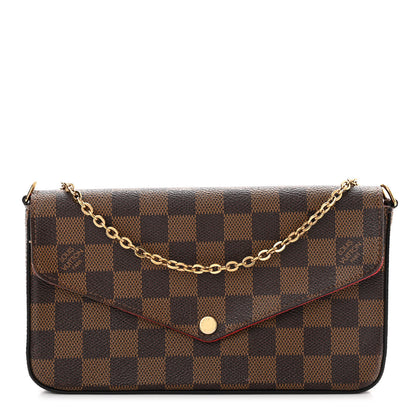 Louis Vuitton Damier Ebene Pochette Felicie Chain Wallet 1 of 14