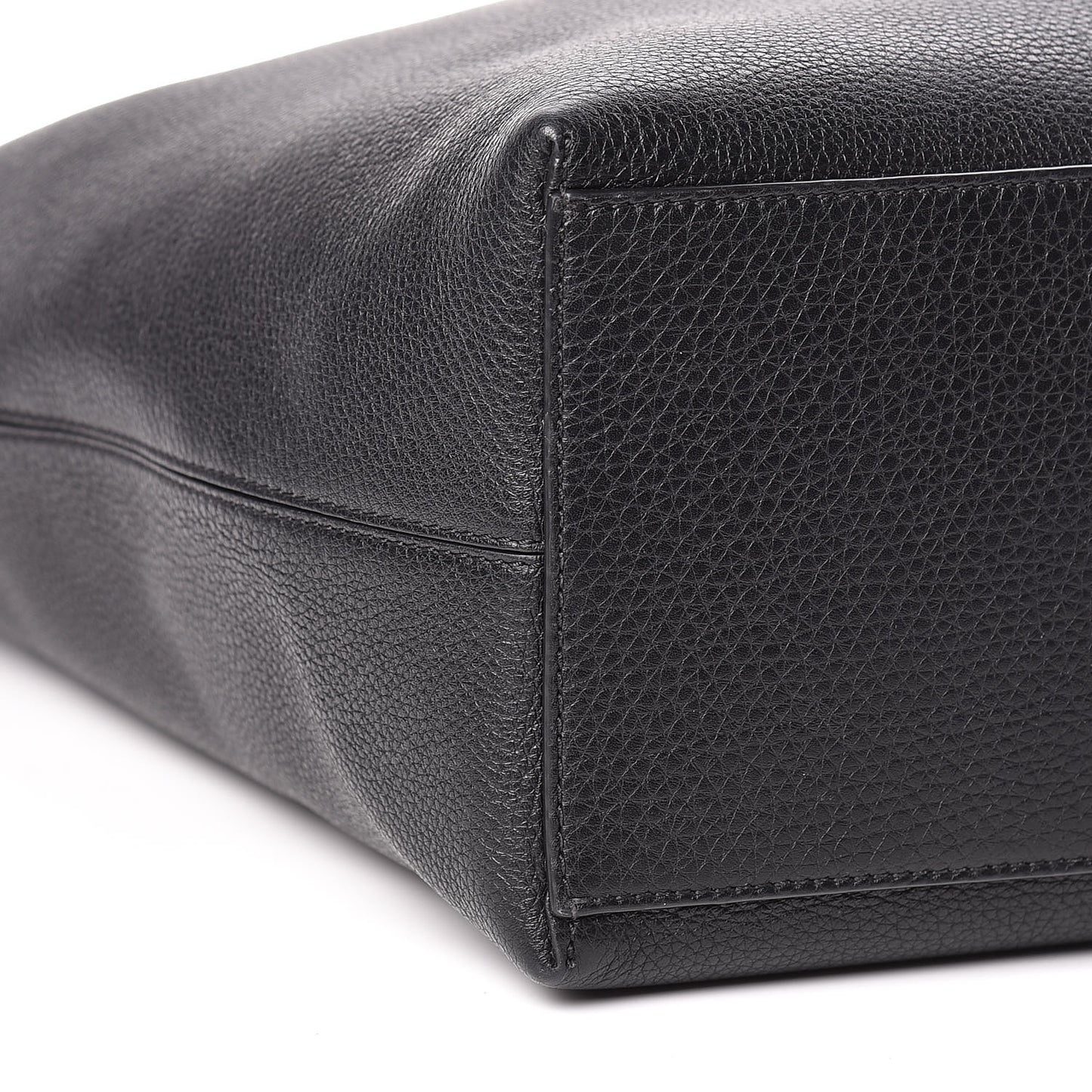 Grained Calfskin Rockstud Shoulder Tote Black