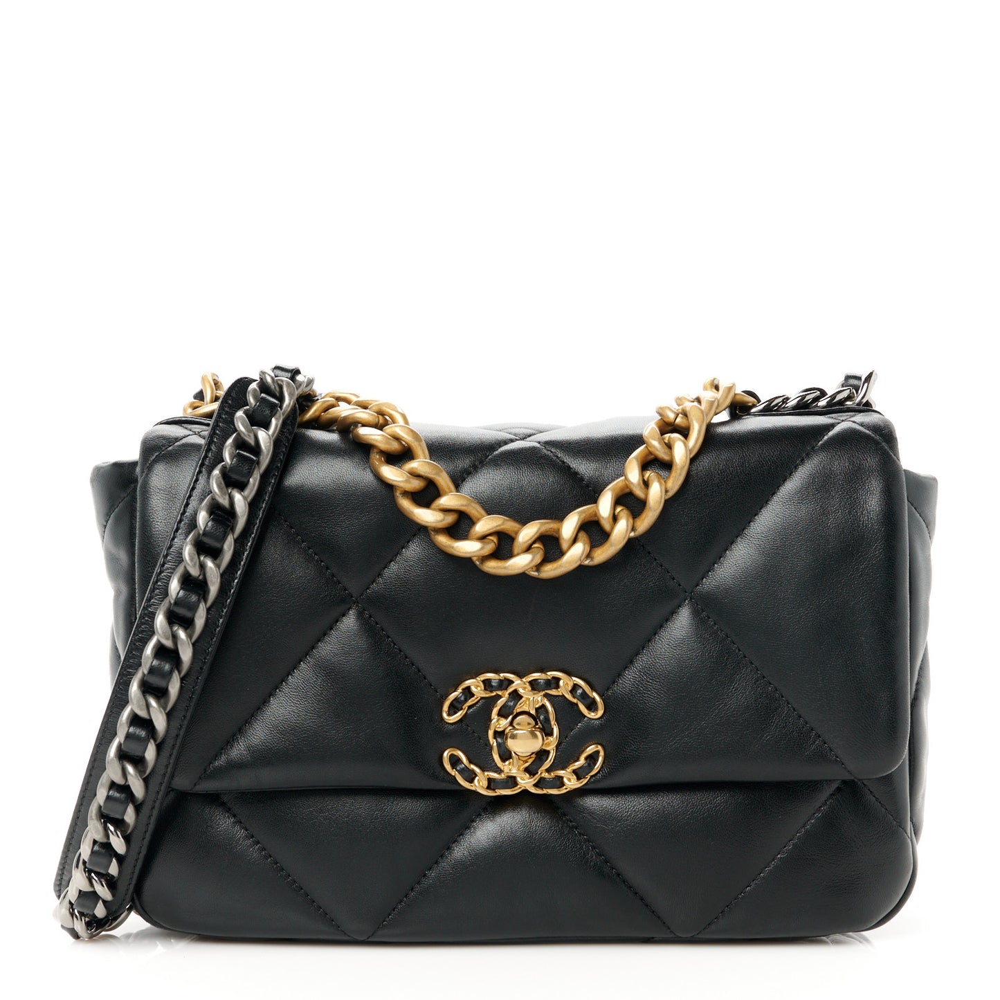 Lambskin Quilted Medium Chanel 19 Flap Black
