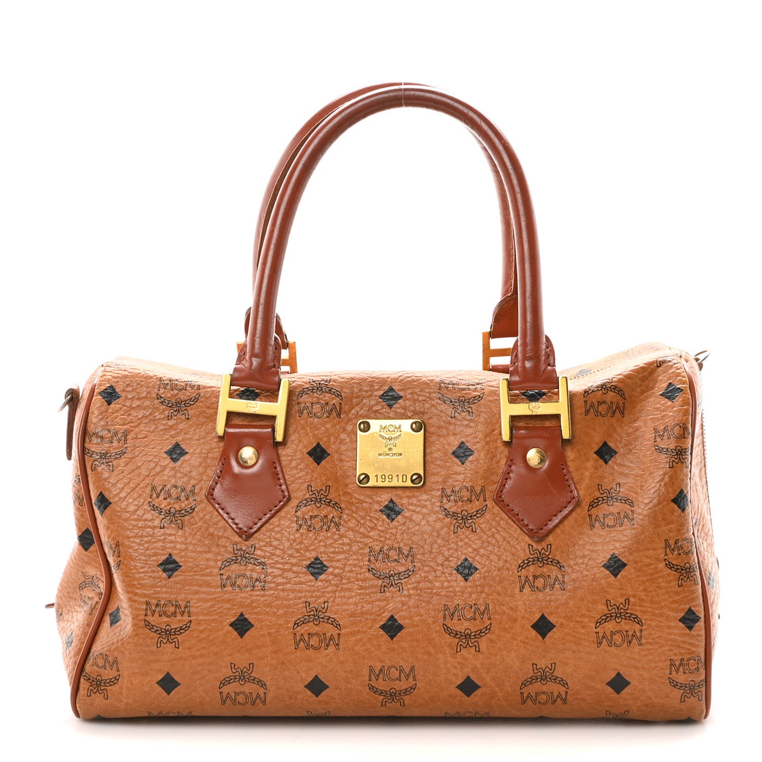 MCM Visetos Essential Boston Bag Cognac 1 of 9