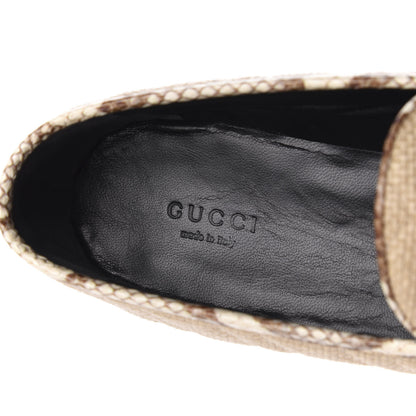 Gucci Raffia Elaphe Matelasse Horsebit Womens Jordaan Loafers 41 Natural Cream Brown 7 of 10