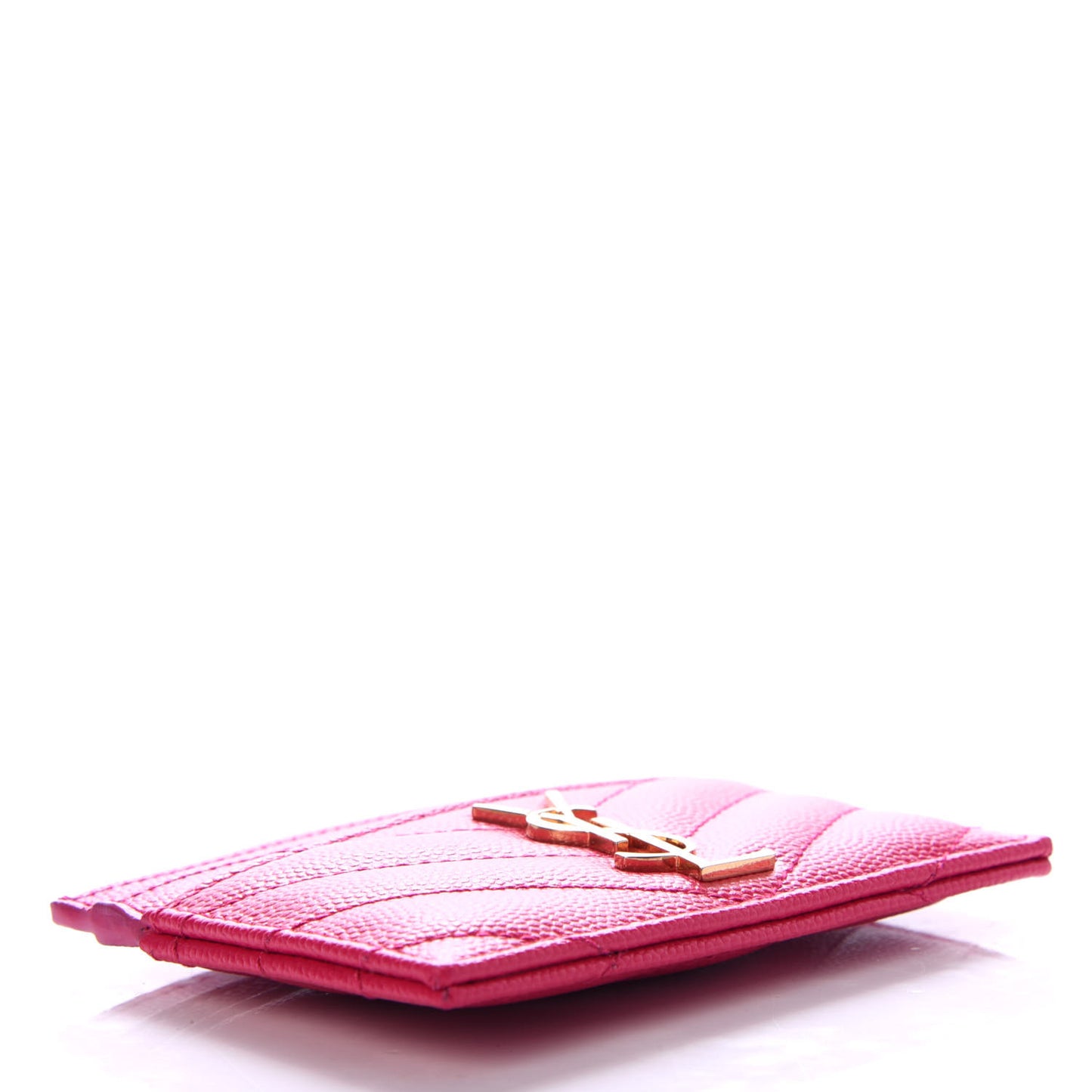 Grain De Poudre Matelasse Chevron Monogram Credit Card Case Fresh Fuxia