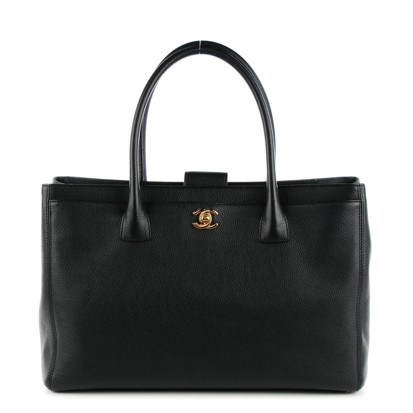 Calfskin Cerf Executive Shopper Tote Black