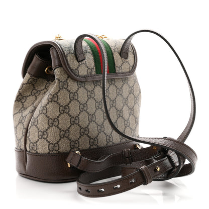Gucci GG Supreme Monogram Textured Dollar Calfskin Web Mini Ophidia Chain Drawstring Backpack Beige Brown 2 of 9