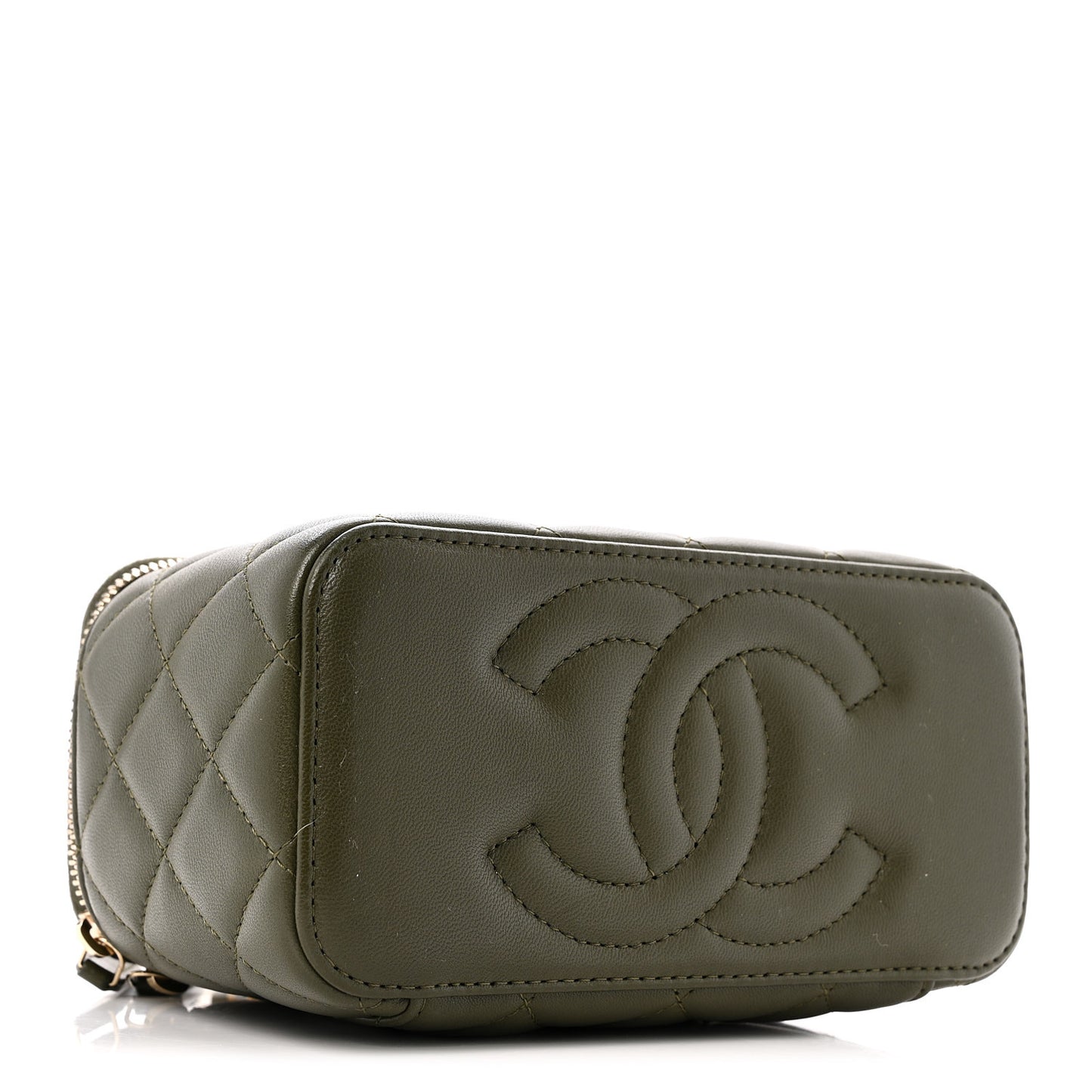 Lambskin Quilted Pick Me Up Vanity Case Khaki