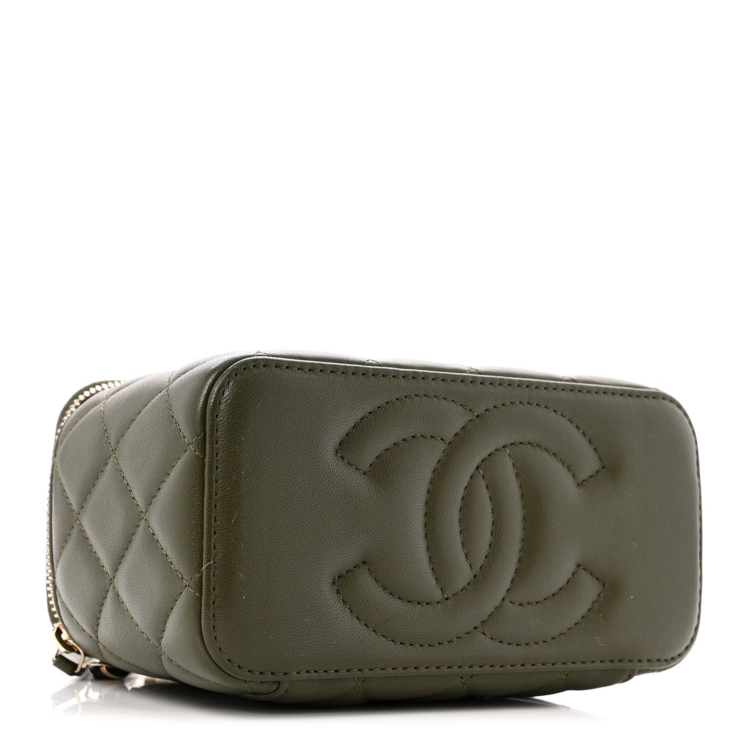 Chanel Lambskin Quilted Pick Me Up Vanity Case Khaki 4 of 11