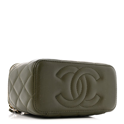 Chanel Lambskin Quilted Pick Me Up Vanity Case Khaki 4 of 11