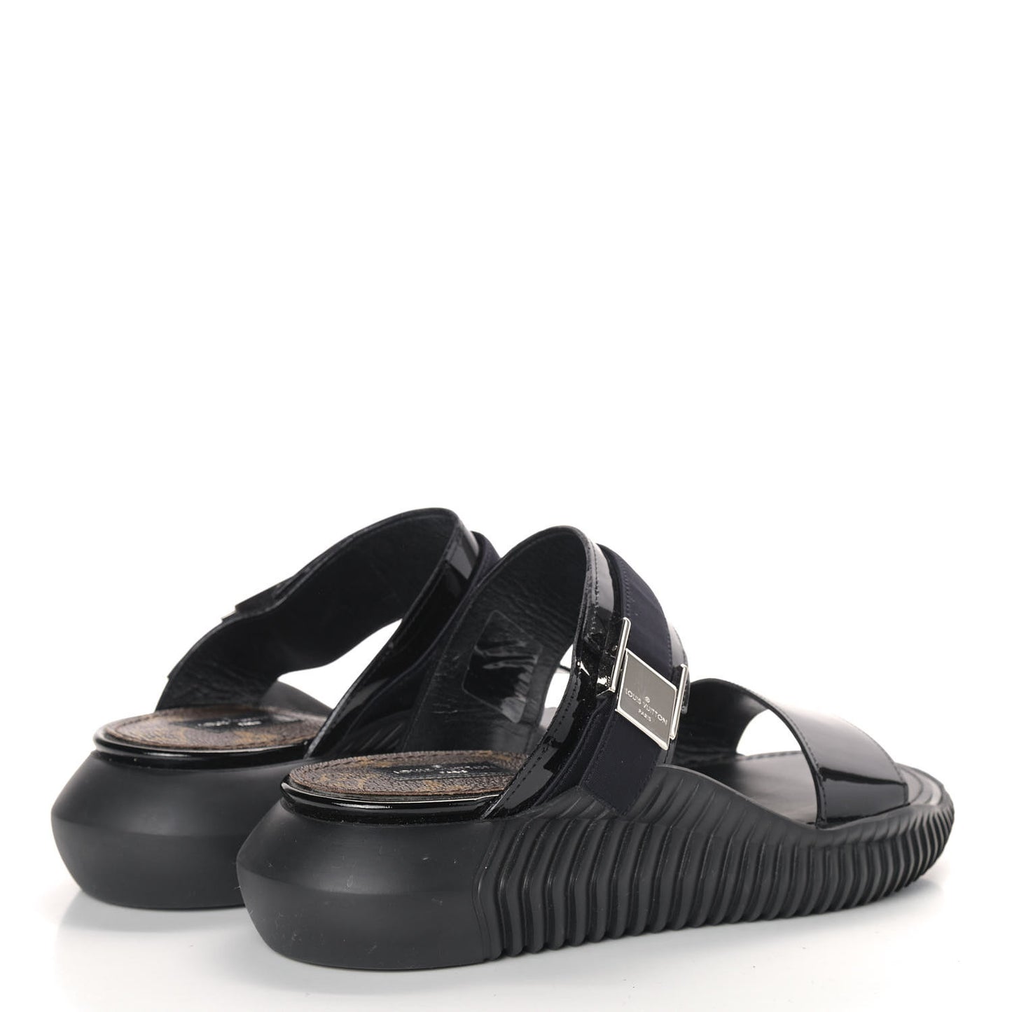 Patent Monogram Sandals 36 Black