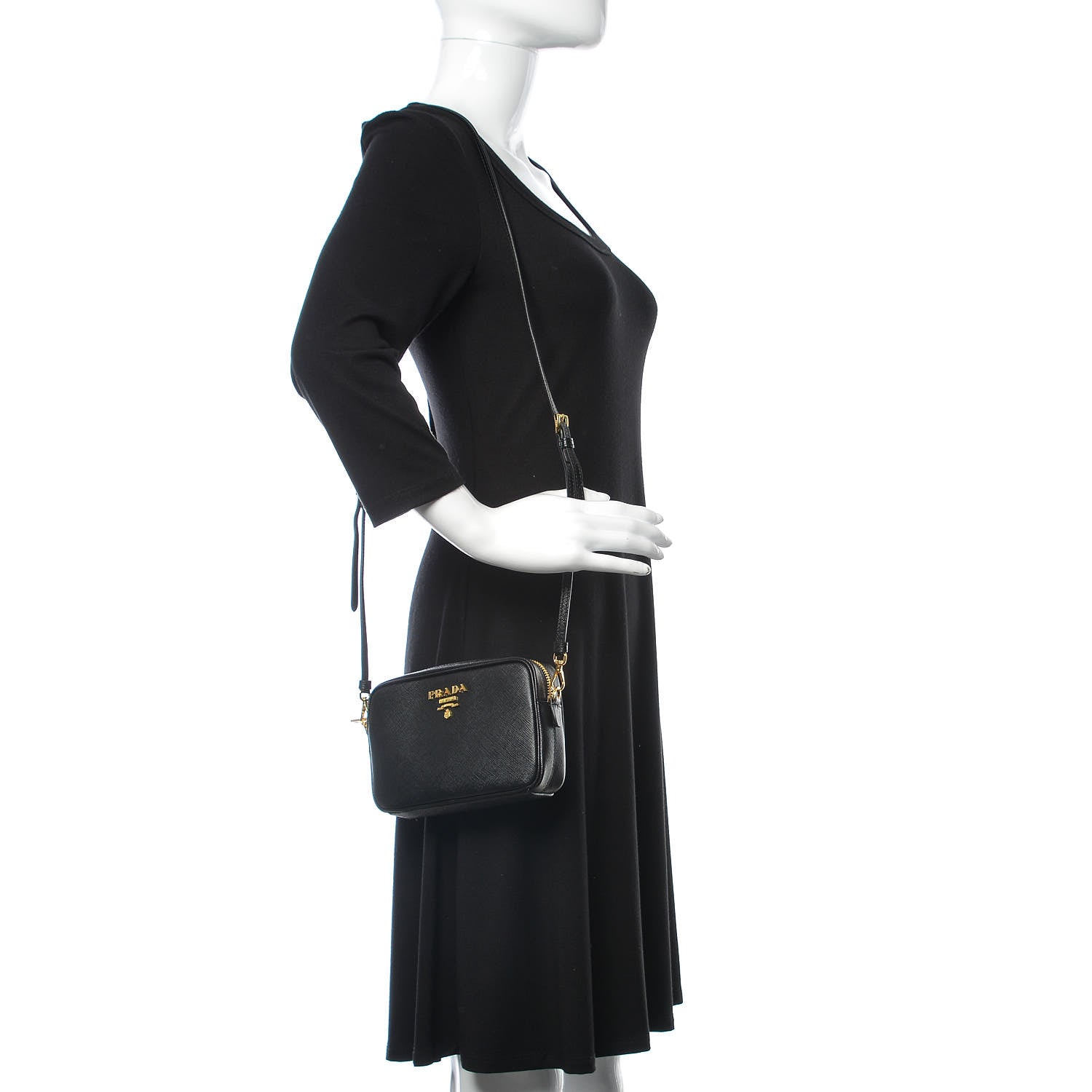 Prada Saffiano Small Camera Crossbody Bag Black 2 of 9