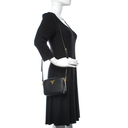 Prada Saffiano Small Camera Crossbody Bag Black 2 of 9