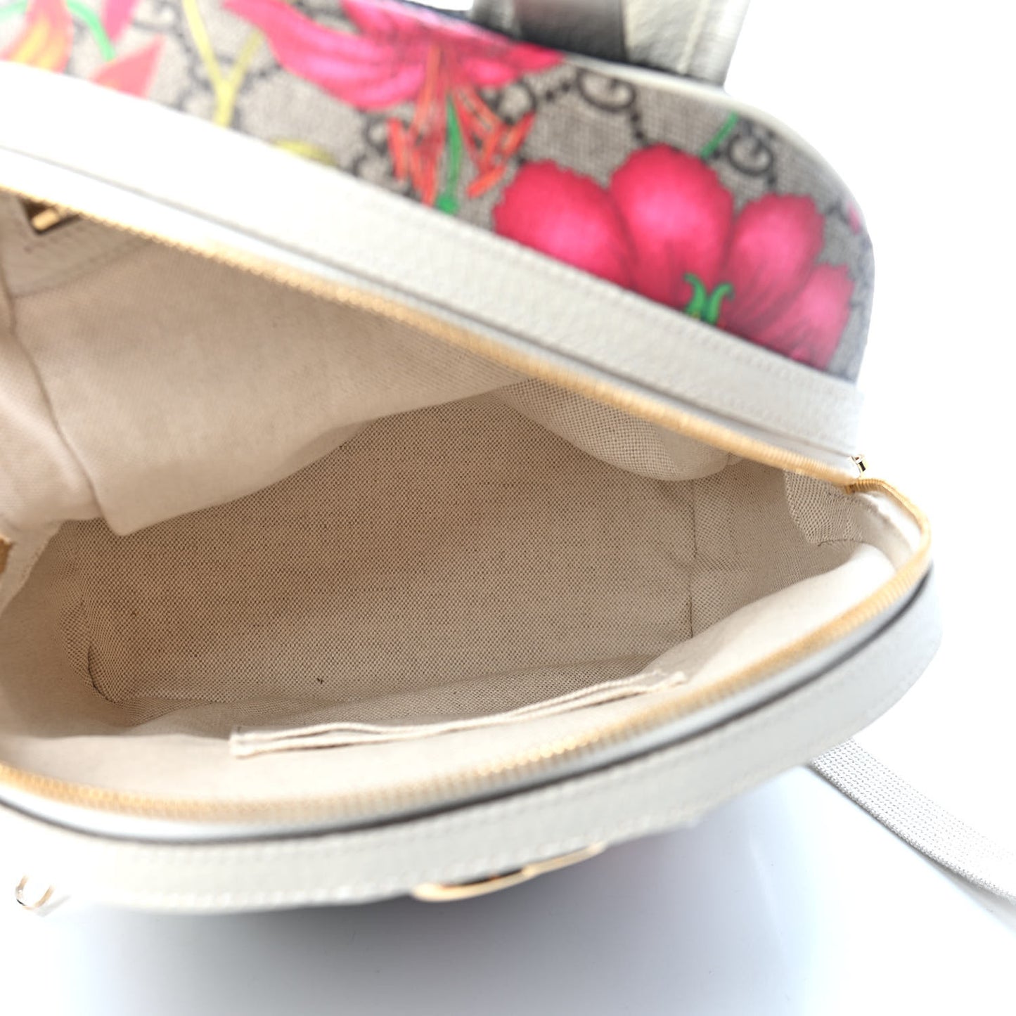 GG Supreme Monogram Flora Web Small Ophidia Day Backpack White