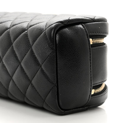 Chanel Caviar Quilted Double Zip Pouch Cosmetic Case Black 9 of 10